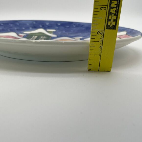 BIANCONI PIETRO Hand Painted Decorative Plate Italy Winter Village Scene Round - Picture 8 of 10